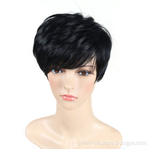 Wholeslae Short Straight Bob Pixie Cut Wig Non Lace  Human Hair Wig With Bangs For Black Women Brazilian Cheap Human Hair Wig